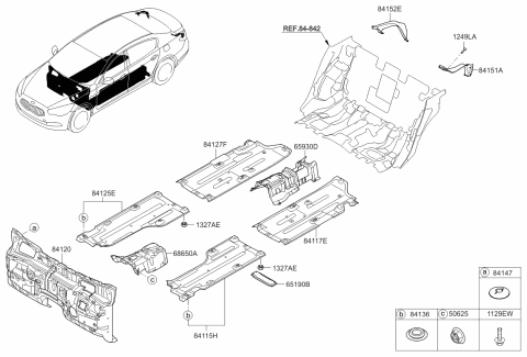 2017 Kia K900  Tunnel INSULATOR Diagram for 841343N030