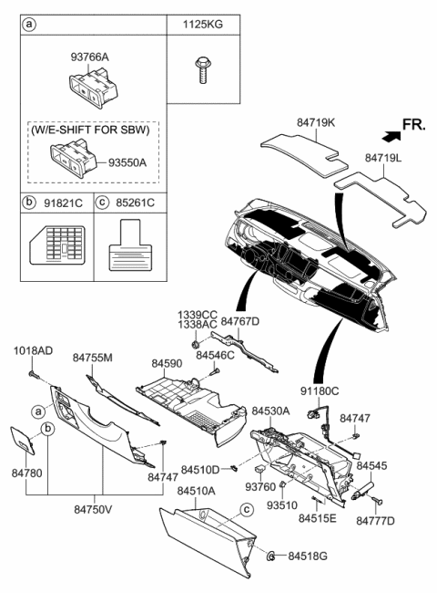 2016 Kia K900  Wiring Harness-Glove Diagram for 845293T000