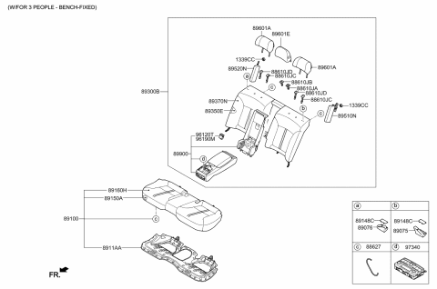2016 Kia K900  Back Assembly-Rear Seat Diagram for 893003TNA0KBG