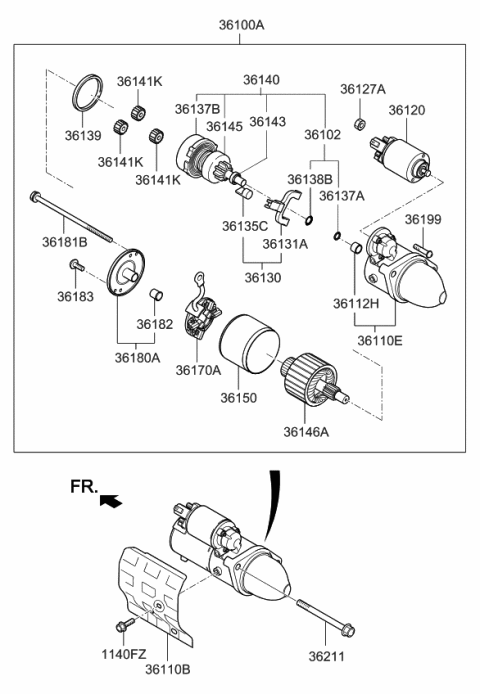 2016 Kia K900  Shaft Assembly-Clutch Diagram for 361403F110