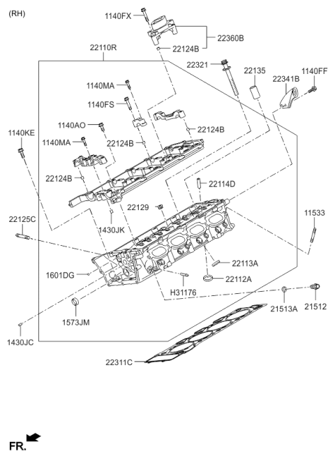 2016 Kia K900  Gasket-Cylinder Head Diagram for 223113F450