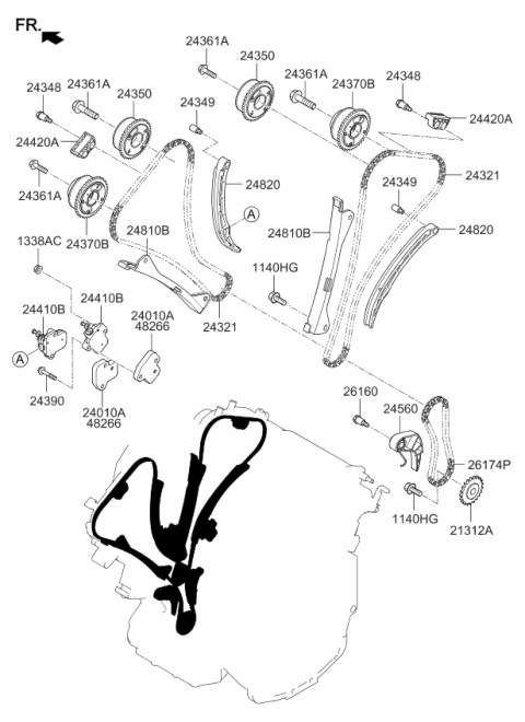 2017 Kia K900  TENSIONER Assembly-Timing Diagram for 244103CGA1