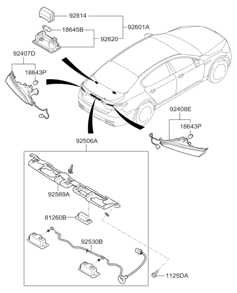 2017 Kia K900 Back Up Lamp Assembly, RH Diagram for 924083T500