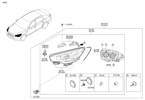2017 Kia K900  Strip-HEADLAMP RH Diagram for 921713T020