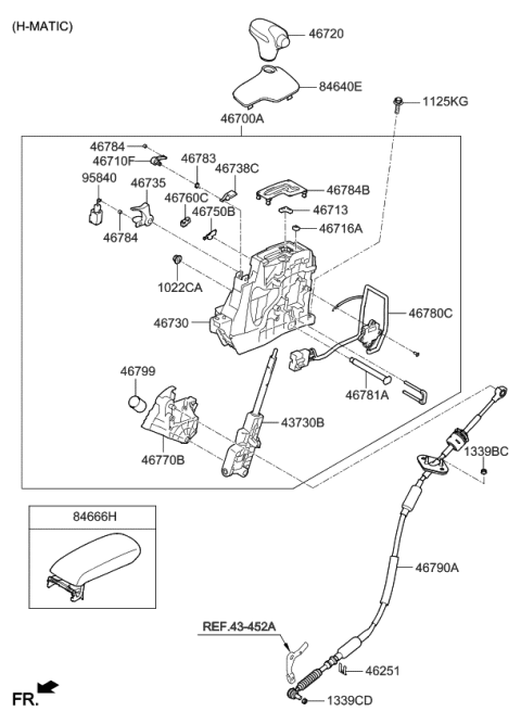 2016 Kia K900  Automatic Transmission Shift Control Cable Diagram for 467903T310