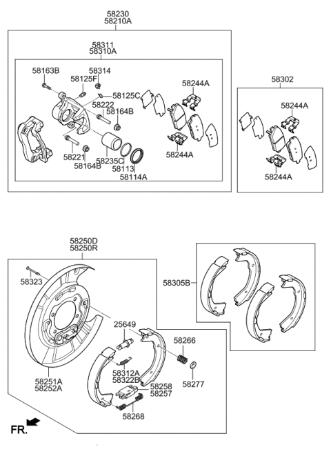 2016 Kia K900  Rear Parking Brake Shoe & Lining Kit Diagram for 583053TA50