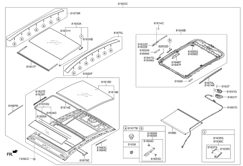 2017 Kia K900  Roller Blind Assembly-Panoramaroof Diagram for 816603T500TX