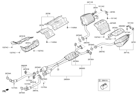 2016 Kia K900  Center Muffler Assembly Diagram for 286503T600