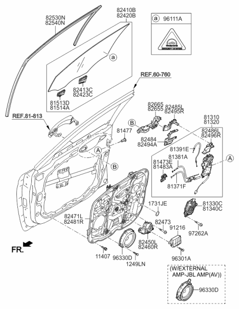 2017 Kia K900  Grip-Front Door Glass, RH Diagram for 824233T000