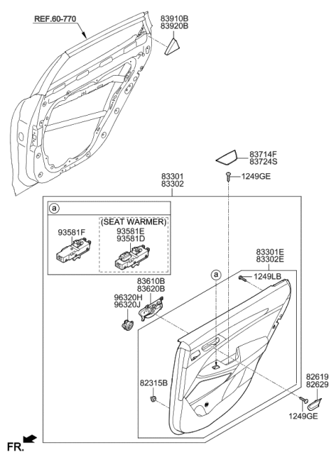 2020 Kia Cadenza  PANEL ASSY-REAR DOOR Diagram for 83306F6620BM6