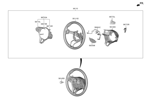 2020 Kia Cadenza  Steering Wheel Body Diagram for 56120F6100WK