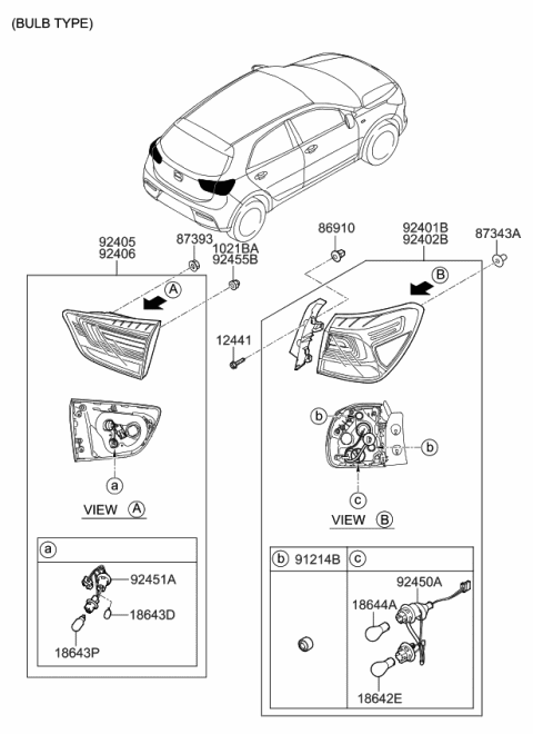 2020 Kia Rio  Rear Holder & Wiring Diagram for 92451H9000
