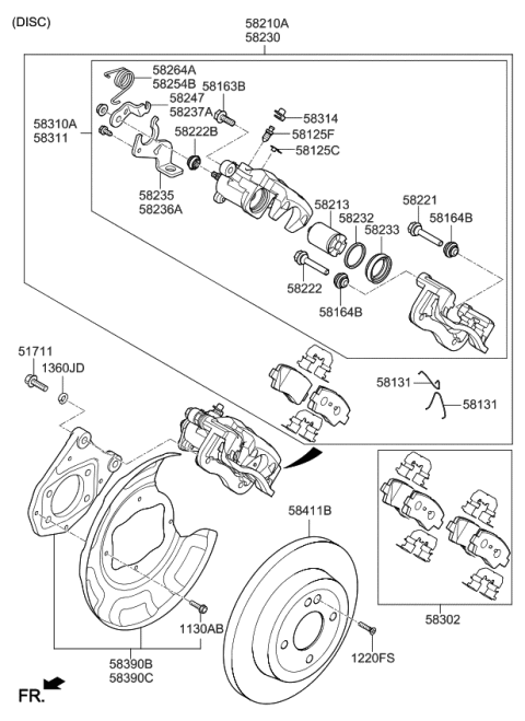 2020 Kia Rio  Rear Wheel Brake Assembly Diagram for 58210H9100