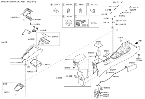 2020 Kia Rio  Cover-Parking Brake Diagram for 84614H9000WK