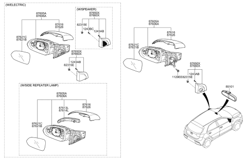 2020 Kia Rio  Cover Assembly-Front Door QDOOR Diagram for 87650H9000WK
