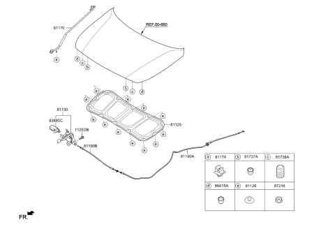 2018 Kia Rio  Rod Assembly-Hood Stay Diagram for 81170H8000