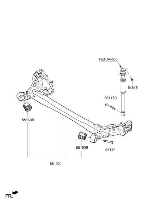 2018 Kia Rio  Torsion Axle Complete Diagram for 55100H9000