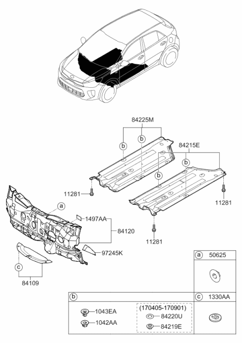 2018 Kia Rio  Cover-Under Ctr FLR Diagram for 84215H9000