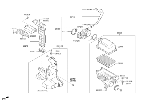 2020 Kia Rio  Duct-Air B RESONATOR Diagram for 28212H9100