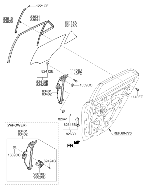 2020 Kia Rio  Glass Assembly-Rear Door Diagram for 83410H8010