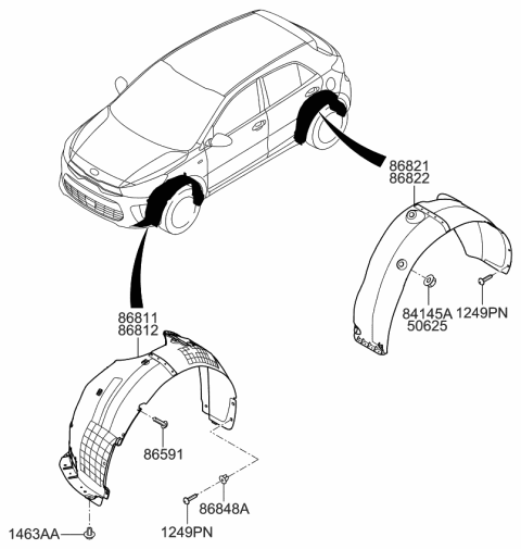 2018 Kia Rio  Guard-Rear Wheel, LH Diagram for 86821H9000