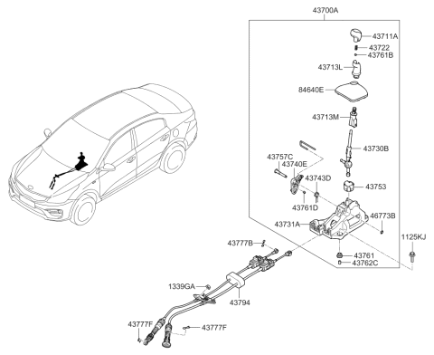 2020 Kia Rio  Bracket-Shift Lever Diagram for 43731F9100