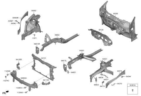 2023 Kia Niro  PNL-FENDER APRON UPR Diagram for 64574AT000