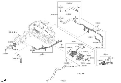2024 Kia Niro  PIPE HOSE ASSY-RETUR Diagram for 2546008HC0