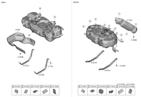2024 Kia Niro  PROTECTOR-FUEL TANK Diagram for 31220AT600