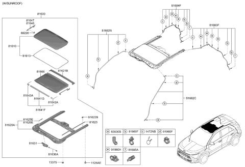 2023 Kia Niro  LINK ASSY-SUNROOF DE Diagram for 81642F2000