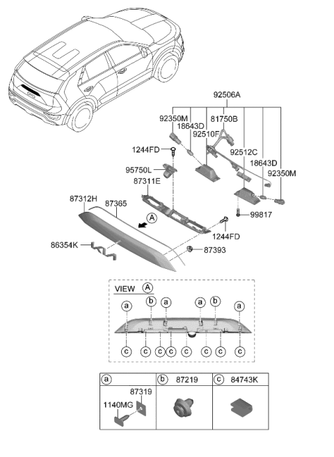 2024 Kia Niro  LAMP ASSY-LICENSE PL Diagram for 92501AT000