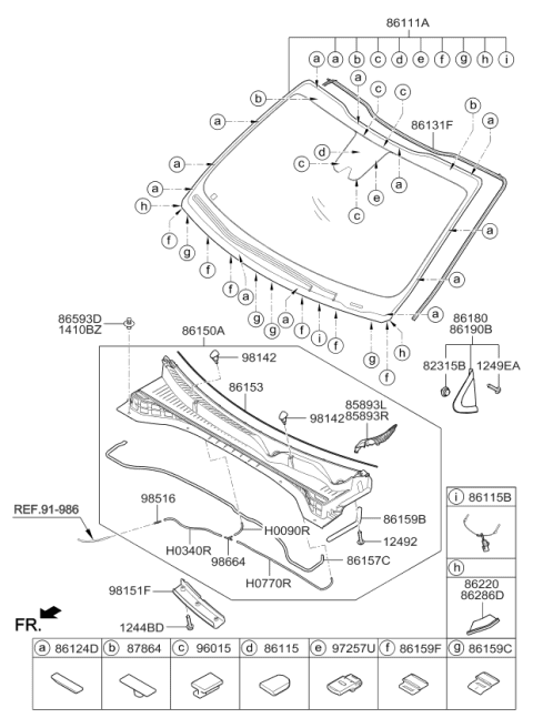 2018 Kia Sportage  Pad-Cowl Top Cover Diagram for 86155D9000