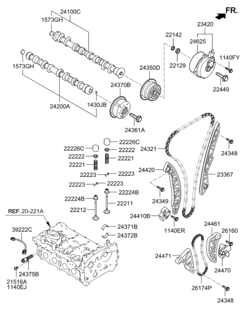 2016 Kia Sportage  Tensioner Arm Assembly Diagram for 244202G101