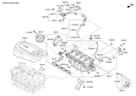2017 Kia Sportage  Engine Cover Assembly Diagram for 292402GGA0