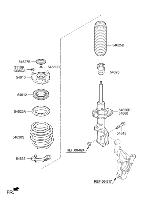 2019 Kia Sportage  Front Strut Assembly Kit, Left Diagram for 54650D9100
