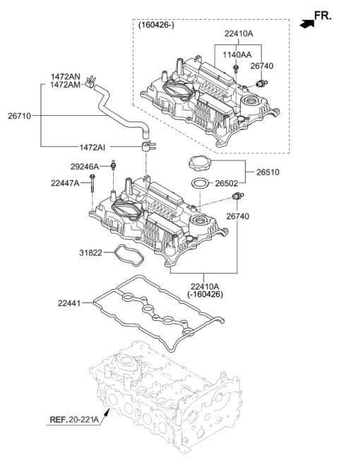 2018 Kia Sportage  Cover Assembly-Rocker Diagram for 224102GGA0