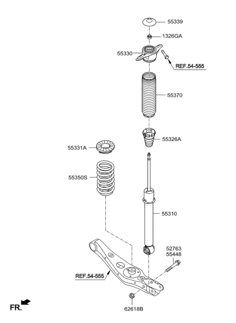 2018 Kia Sportage  Rear Shock Absorber Assembly Diagram for 55311D9130
