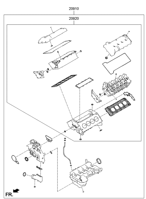 2015 Kia K900  Gasket Kit-Engine OVEAUL Diagram for 209203FD00