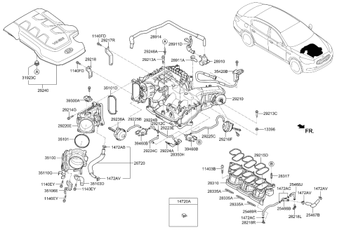 2015 Kia K900  Vapor Canister Purge Control Valve Diagram for 289102E000