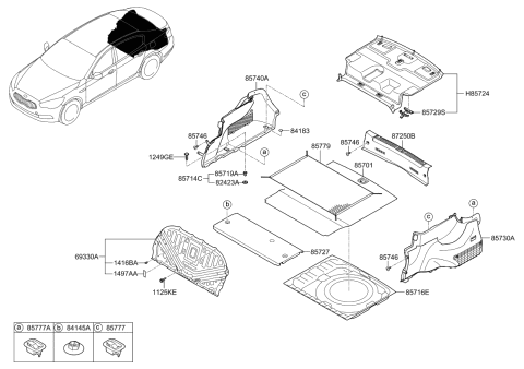 2015 Kia K900  Net Assembly-Luggage Floor Diagram for 857793L100