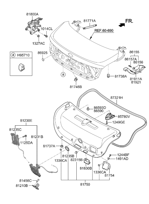 2015 Kia K900  Clip-COWL Top Cover Diagram for 8615722000