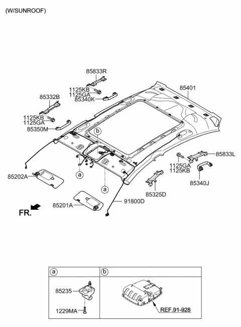 2015 Kia K900  Headlining Assembly Diagram for 854013T400AYK