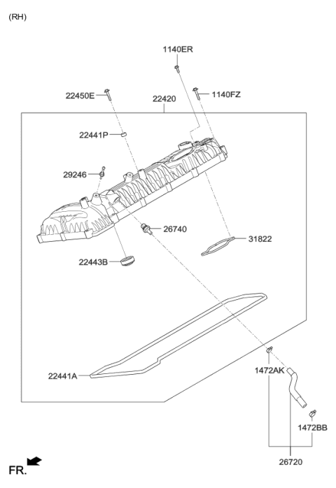 2015 Kia K900  Gasket-Rocker Cover Diagram for 224413F470