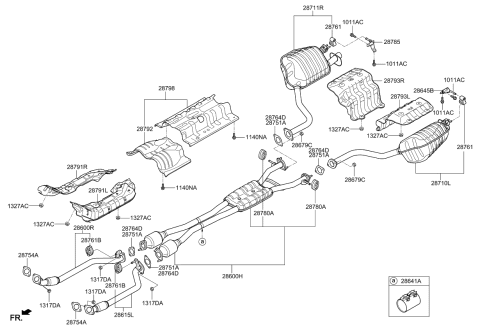 2015 Kia K900  Center Muffler Complete Diagram for 286003T600