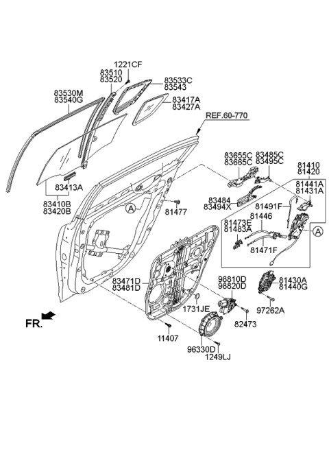 2015 Kia K900  Base Assembly-Rear Door Outside Diagram for 836653T120