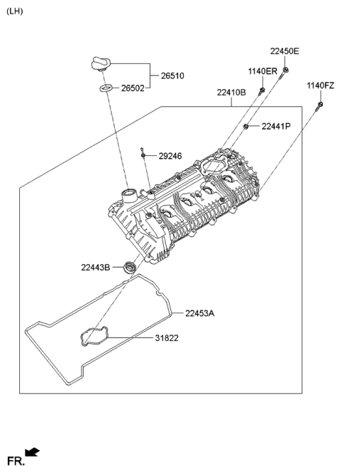 2015 Kia K900  Gasket-Rocker Cover Diagram for 224413F460