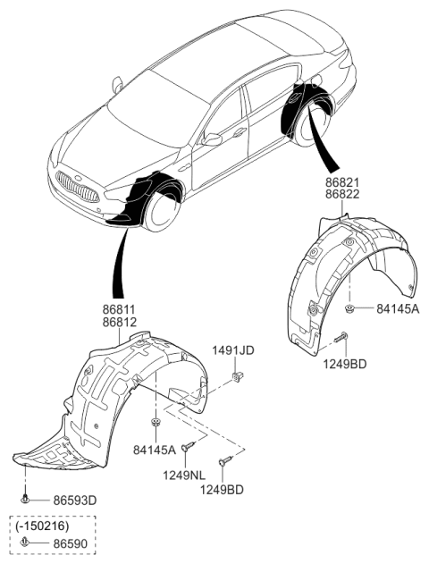 2015 Kia K900  Guard-Rear Wheel, RH Diagram for 868223T000