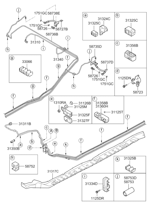 2015 Kia Optima  Clamp-Fuel Tube Diagram for 313243Q000