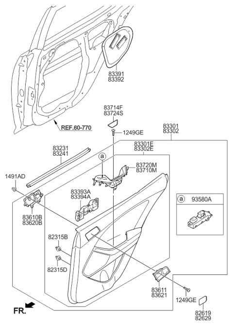 2015 Kia Optima  Handle Assembly-Rear Door Grip Diagram for 837302T000DAJ