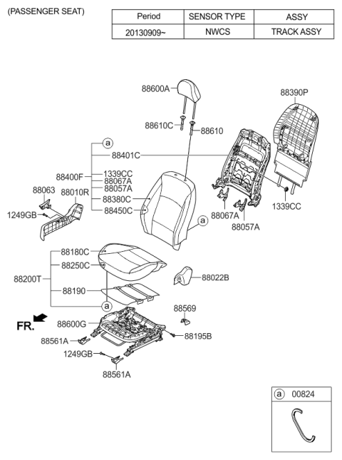 2015 Kia Optima  Track Assembly-Front Seat P Diagram for 886002TAK0